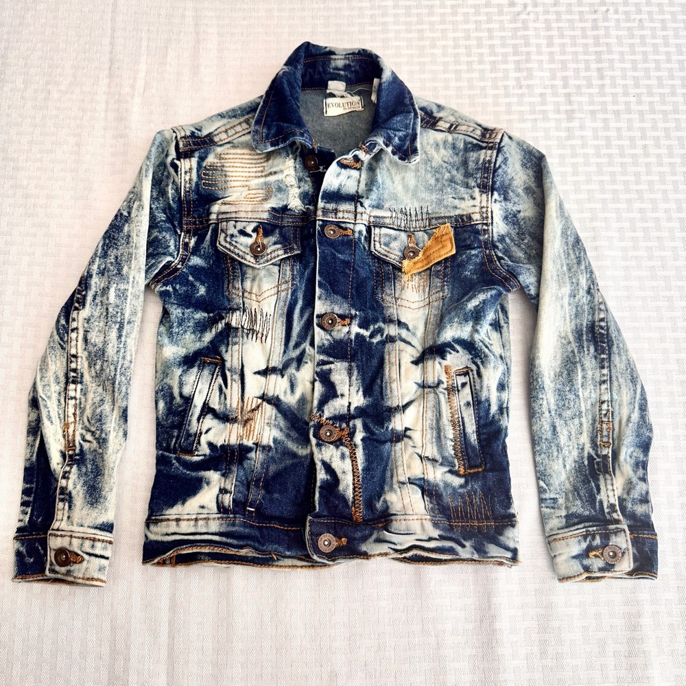 Kids‎ Acid Wash Denim Jacket Size 5 Y2K Grunge Distressed Jean Jacket